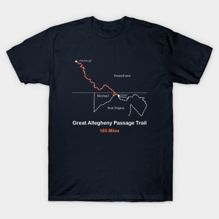 Great Allegheny Passage Trail Route Map T-Shirt